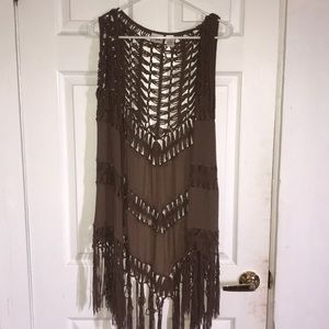 Crocheted brown vest
